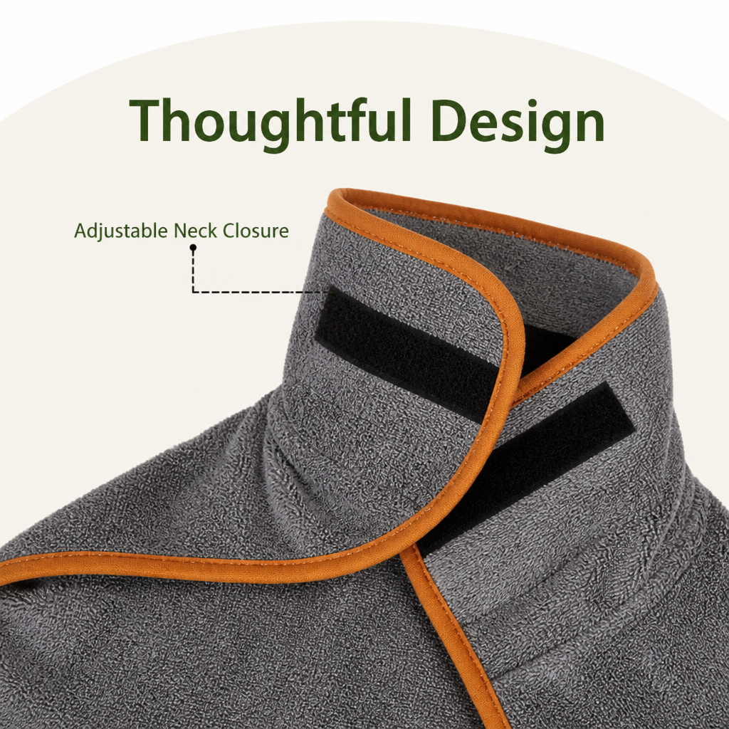 DogBedHouse Fast-Drying Microfiber & Adjustable Fit Dog Bathrobe