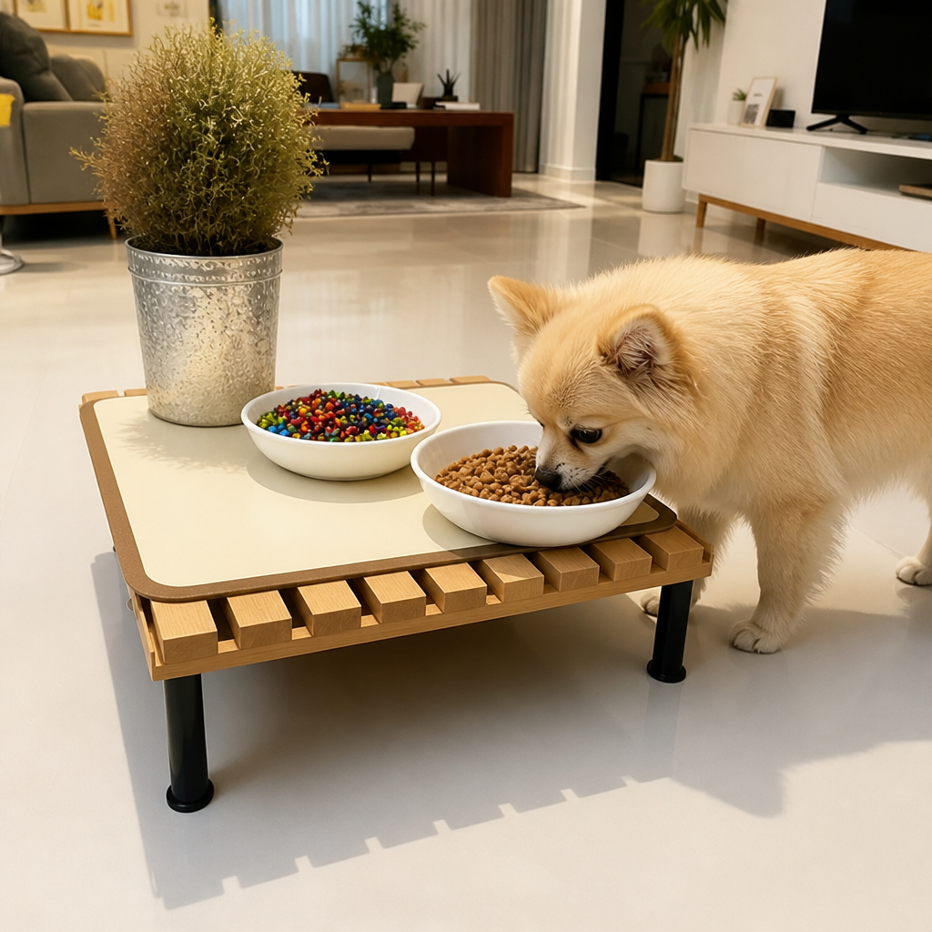 DogBedHouse Fixed-Height Ergonomic Plastic Feeding Stand