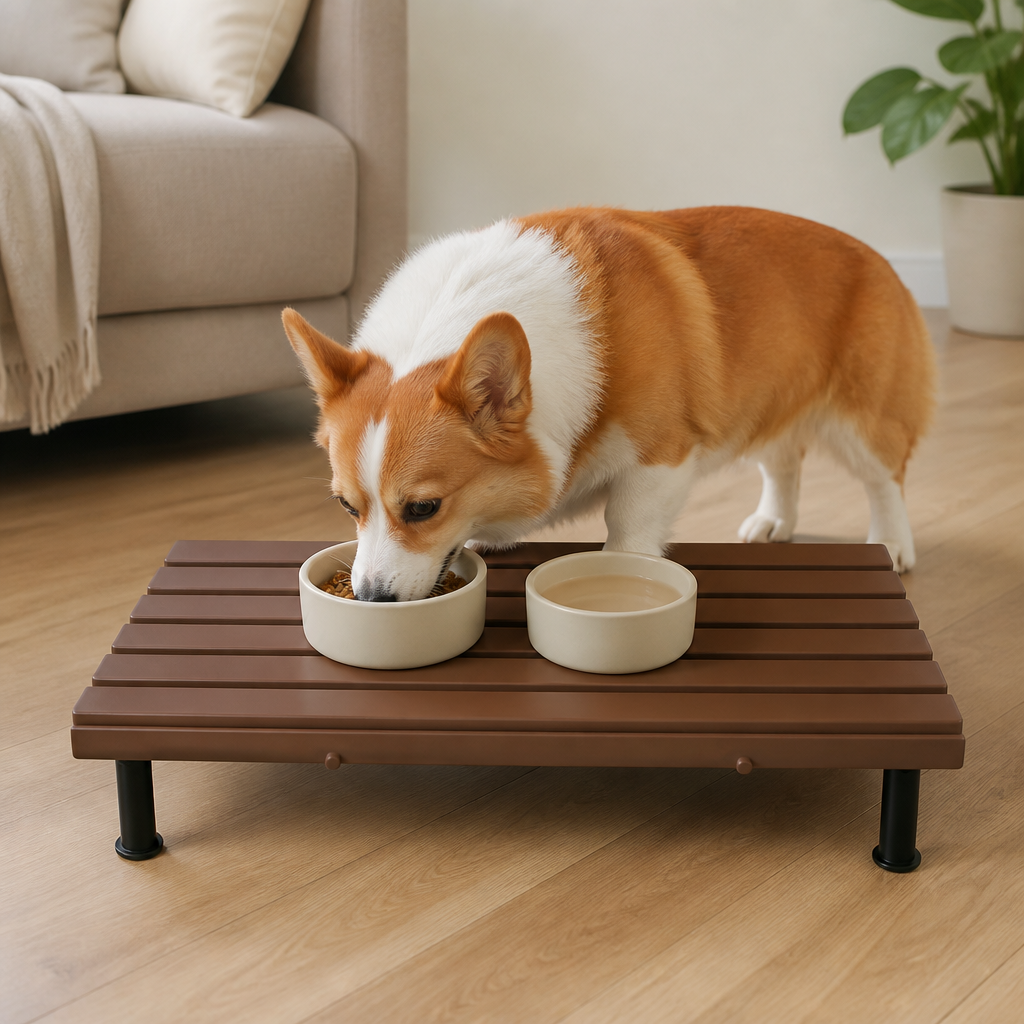 DogBedHouse Fixed-Height Ergonomic Plastic Feeding Stand
