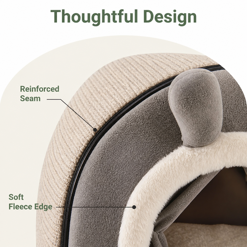 DogBedHouse Fleece Dome & High-Rebound Foam Pet House (Removable Cover)