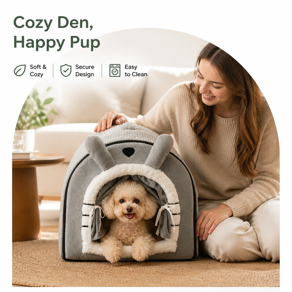 DogBedHouse Fleece Dome & High-Rebound Foam Pet House (Removable Cover)