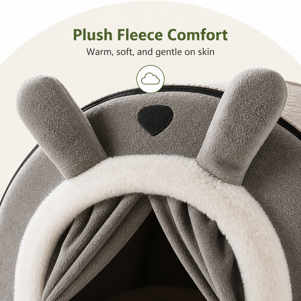 DogBedHouse Fleece & High-Rebound Sponge Dog Bed (Removable Washable Cover)