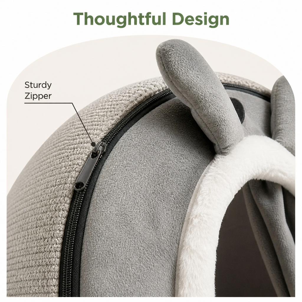 DogBedHouse Fleece & High-Rebound Sponge Dog Bed (Removable Washable Cover)