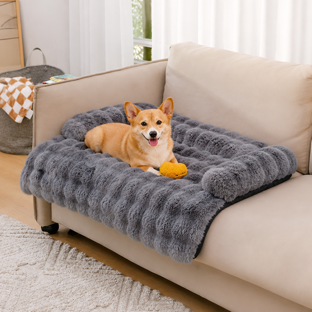 DogBedHouse Fluffy Plush Washable Bolster Bed