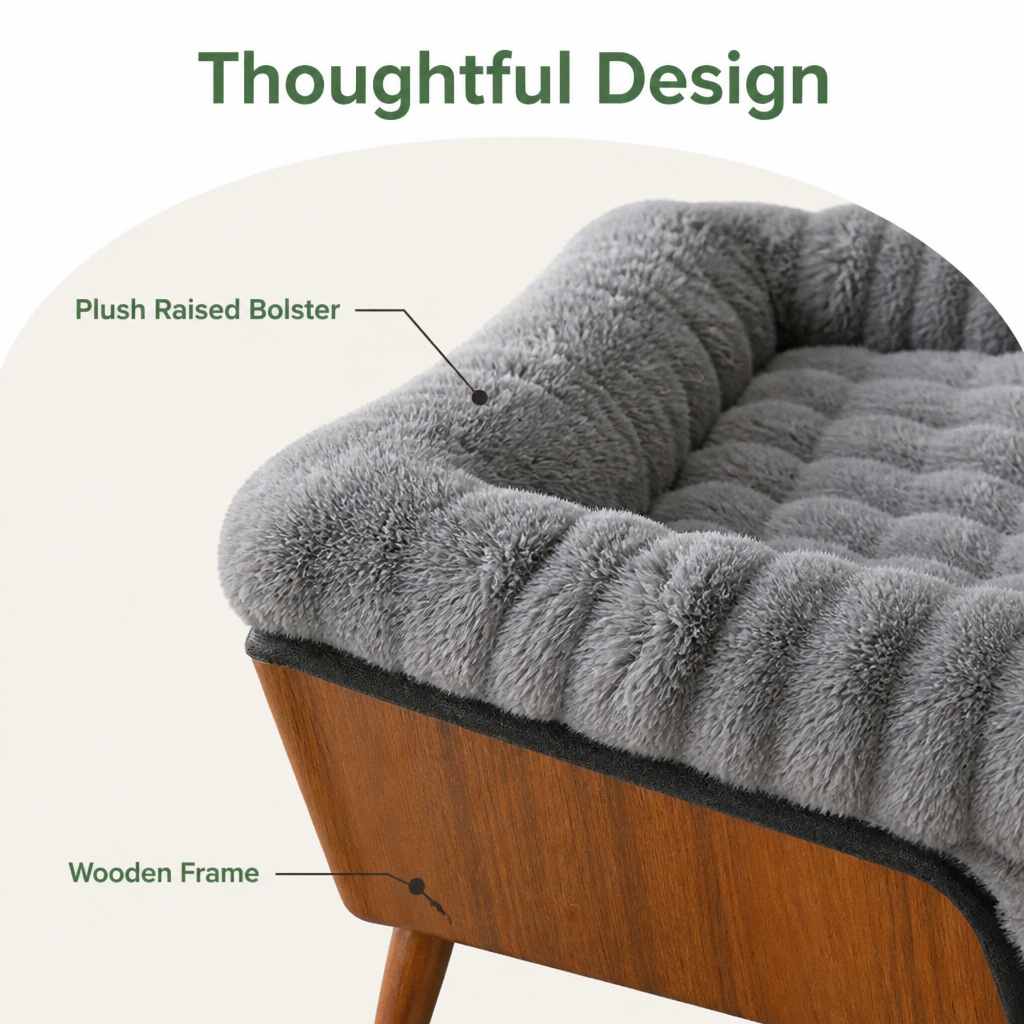 DogBedHouse Fluffy Plush Washable Bolster Bed