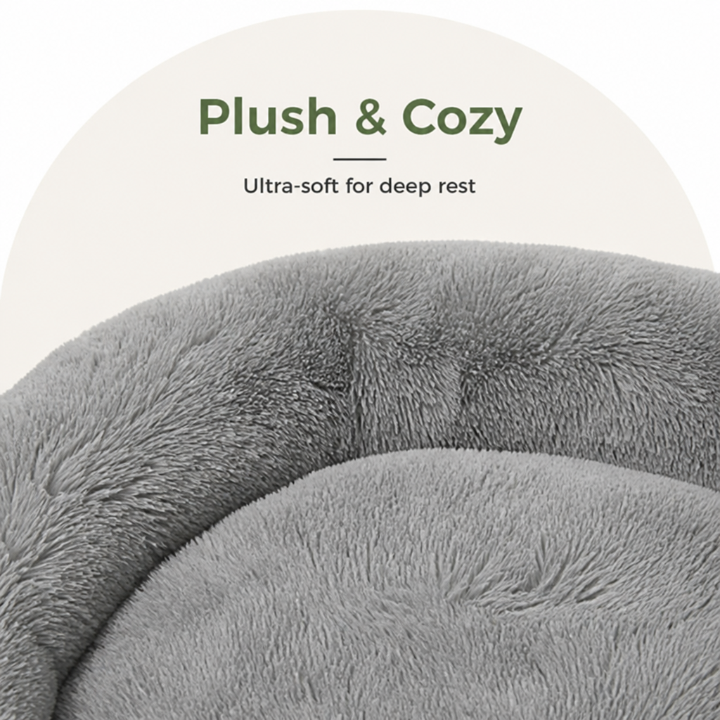 DogBedHouse Fluffy Plush Waterproof & Non-Slip Bolster Bed