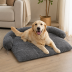 DogBedHouse Fluffy Plush Waterproof & Non-Slip Bolster Bed