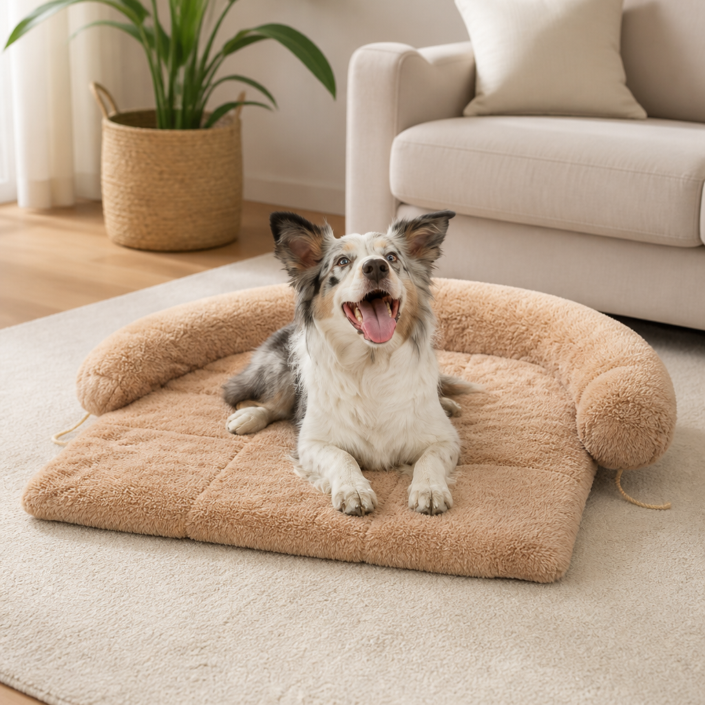 DogBedHouse Fluffy Plush Waterproof & Non-Slip Bolster Bed