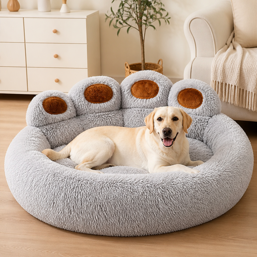 DogBedHouse Fluffy Winter Warm & Washable Donut Dog Bed (Removable Cover)