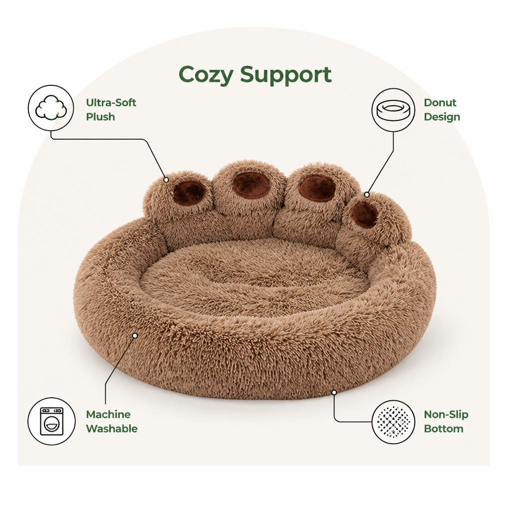 DogBedHouse Fluffy Winter Warm & Washable Donut Dog Bed (Removable Cover)