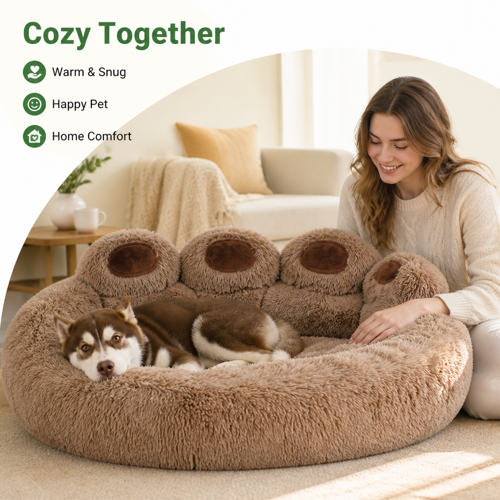 DogBedHouse Fluffy Winter Warm & Washable Donut Dog Bed (Removable Cover)