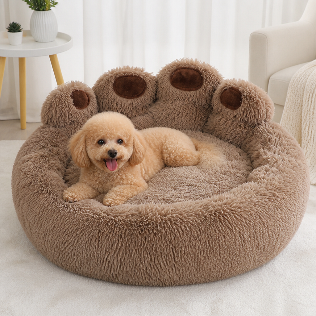 DogBedHouse Fluffy Winter Warm & Washable Donut Dog Bed (Removable Cover)