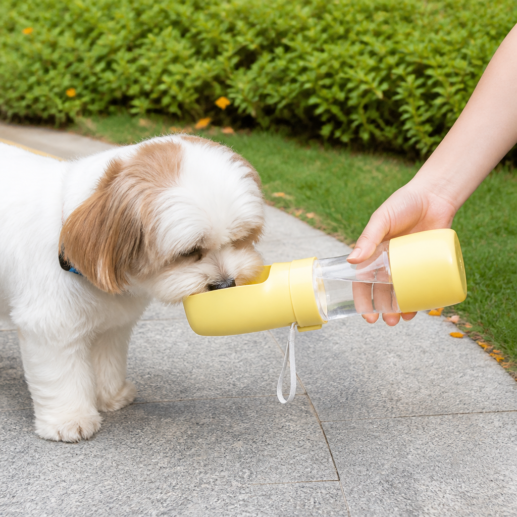 DogBedHouse Foldable 2-In-1 Travel Water Bottle (Integrated Bowl)