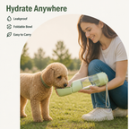 DogBedHouse Foldable 2-in-1 Travel Water Bottle & Feeder