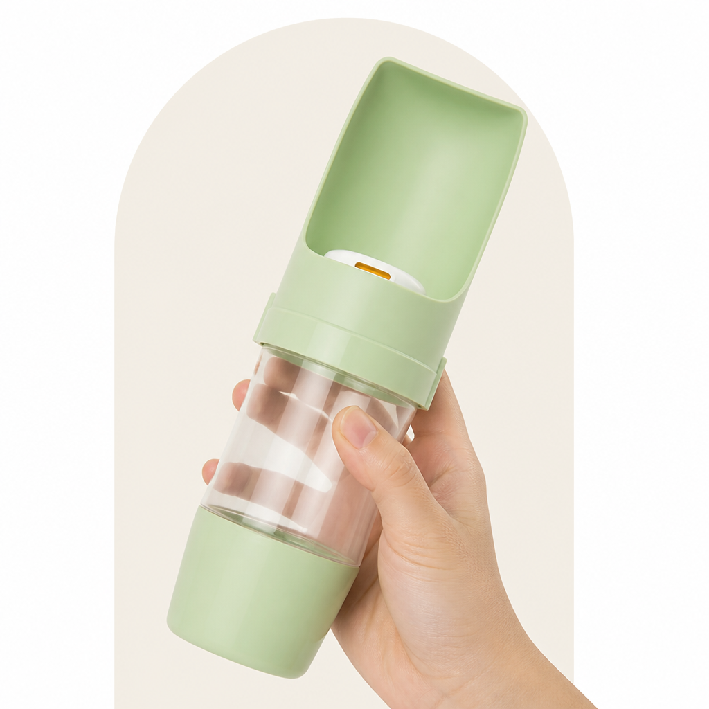 DogBedHouse Foldable 2-in-1 Travel Water Bottle & Feeder