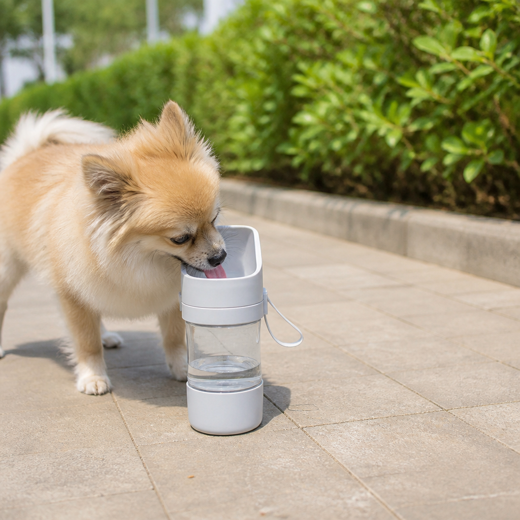 DogBedHouse Foldable 2-in-1 Travel Water Bottle & Feeder