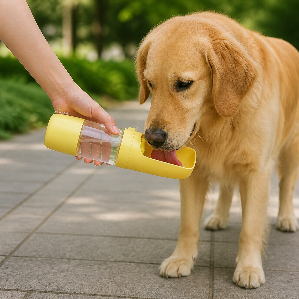 DogBedHouse Foldable 2-in-1 Travel Water Bottle & Feeder