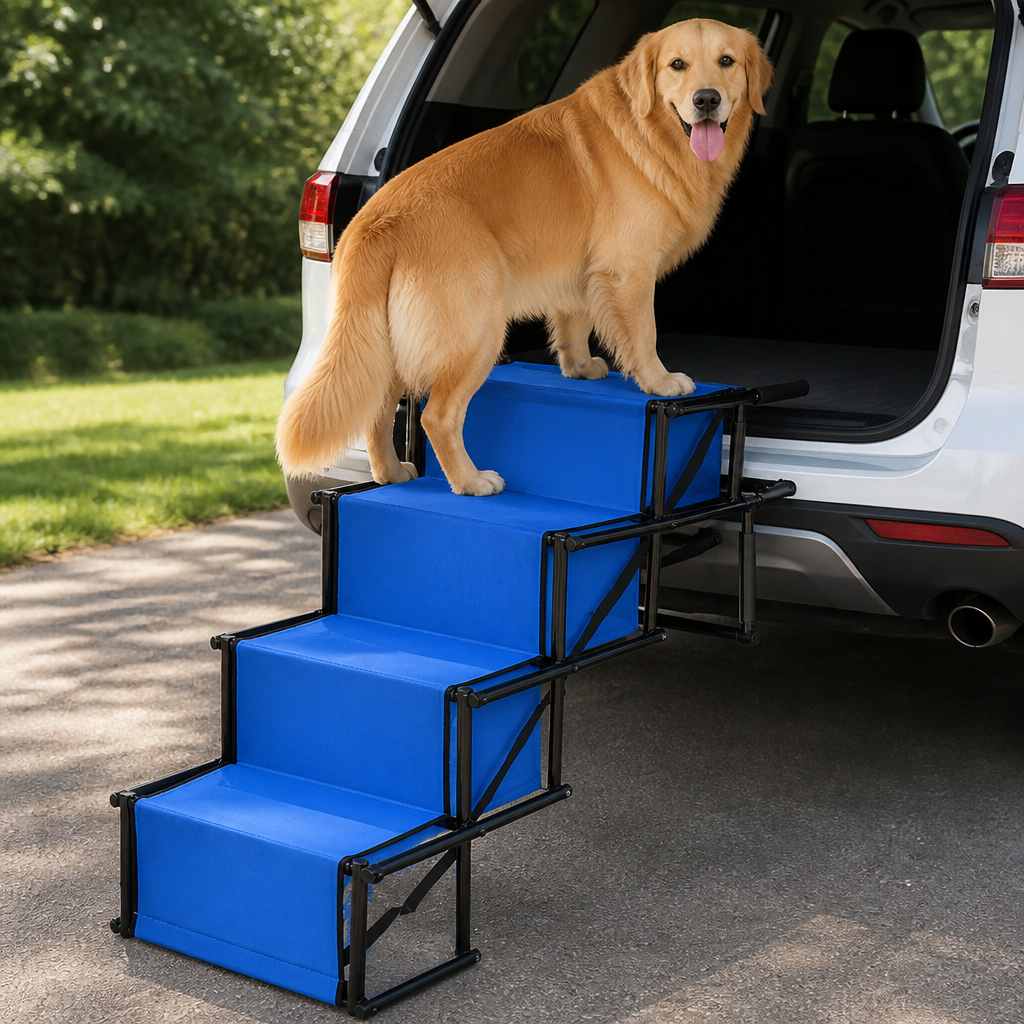 DogBedHouse Foldable 4-Step Anti-Slip Oxford Dog Ramp