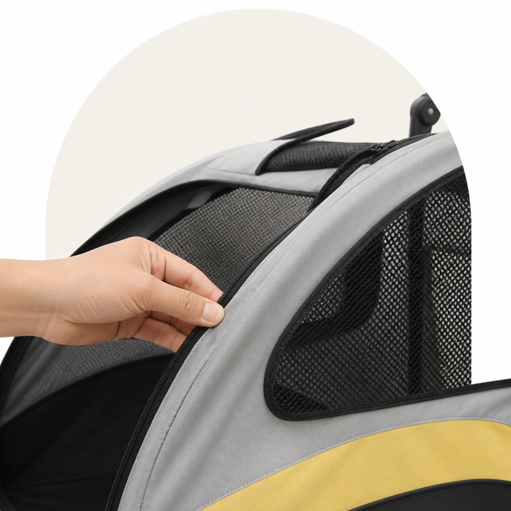 DogBedHouse Foldable 4-Wheel Breathable Mesh Travel Stroller