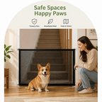 DogBedHouse Foldable Breathable Mesh Dog Gate (Includes 6 Hooks)