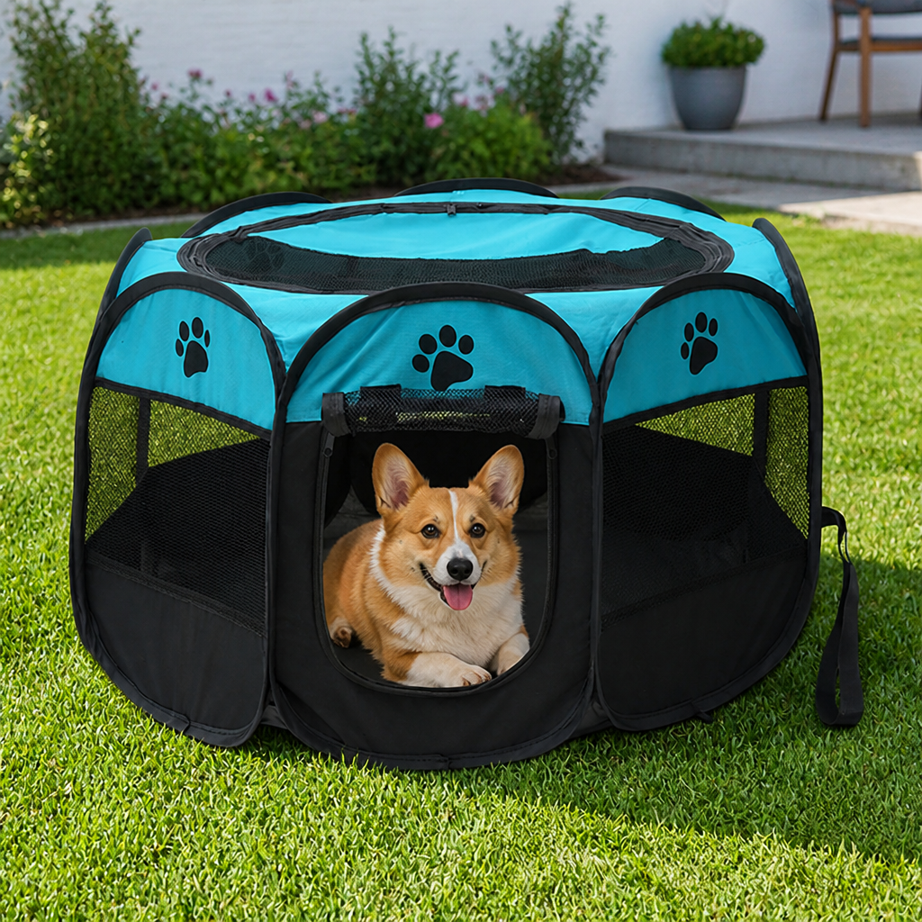DogBedHouse Foldable Breathable Mesh Pet Play Pen (Detachable Zip Top & Bottom)