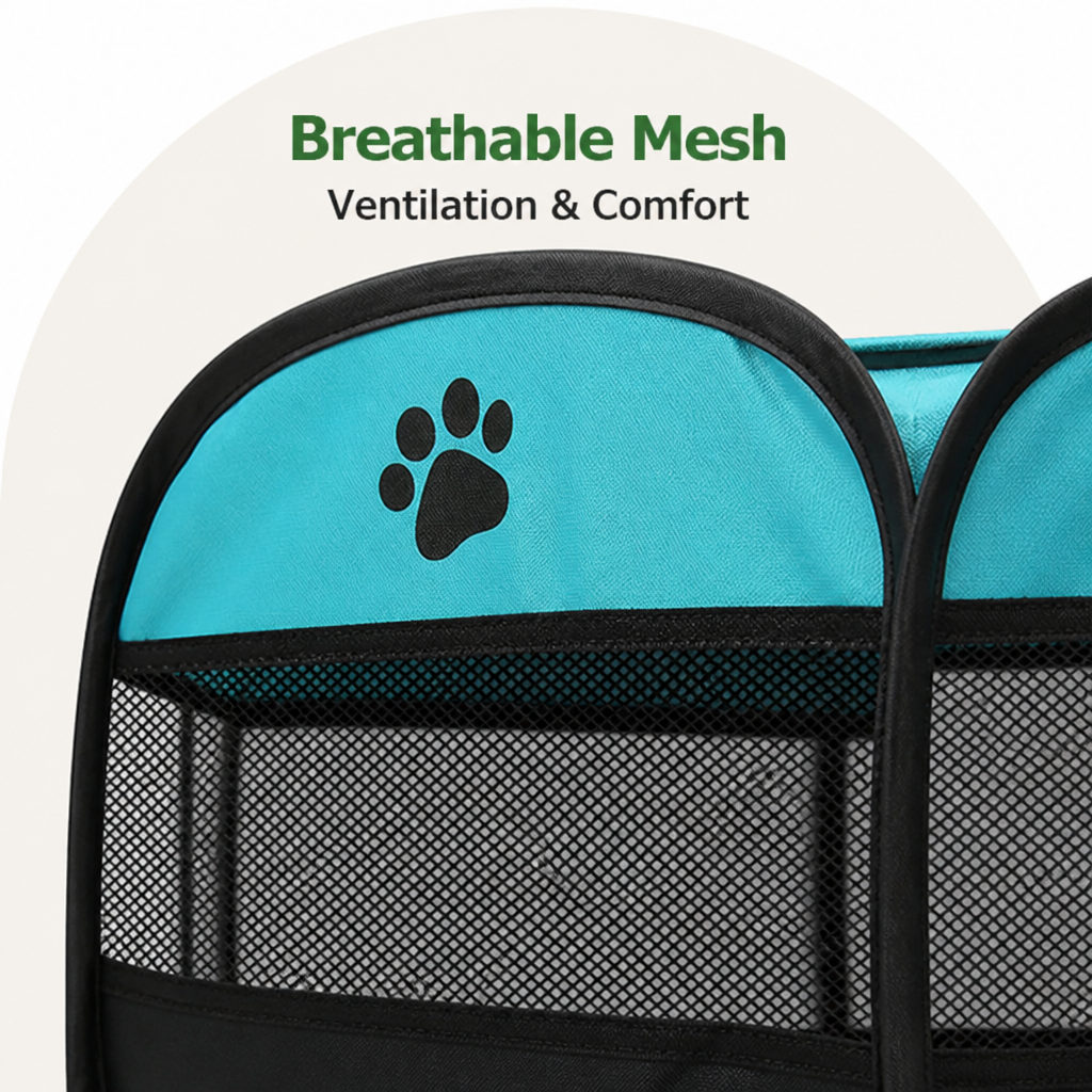 DogBedHouse Foldable Breathable Mesh Pet Play Pen (Detachable Zip Top & Bottom)