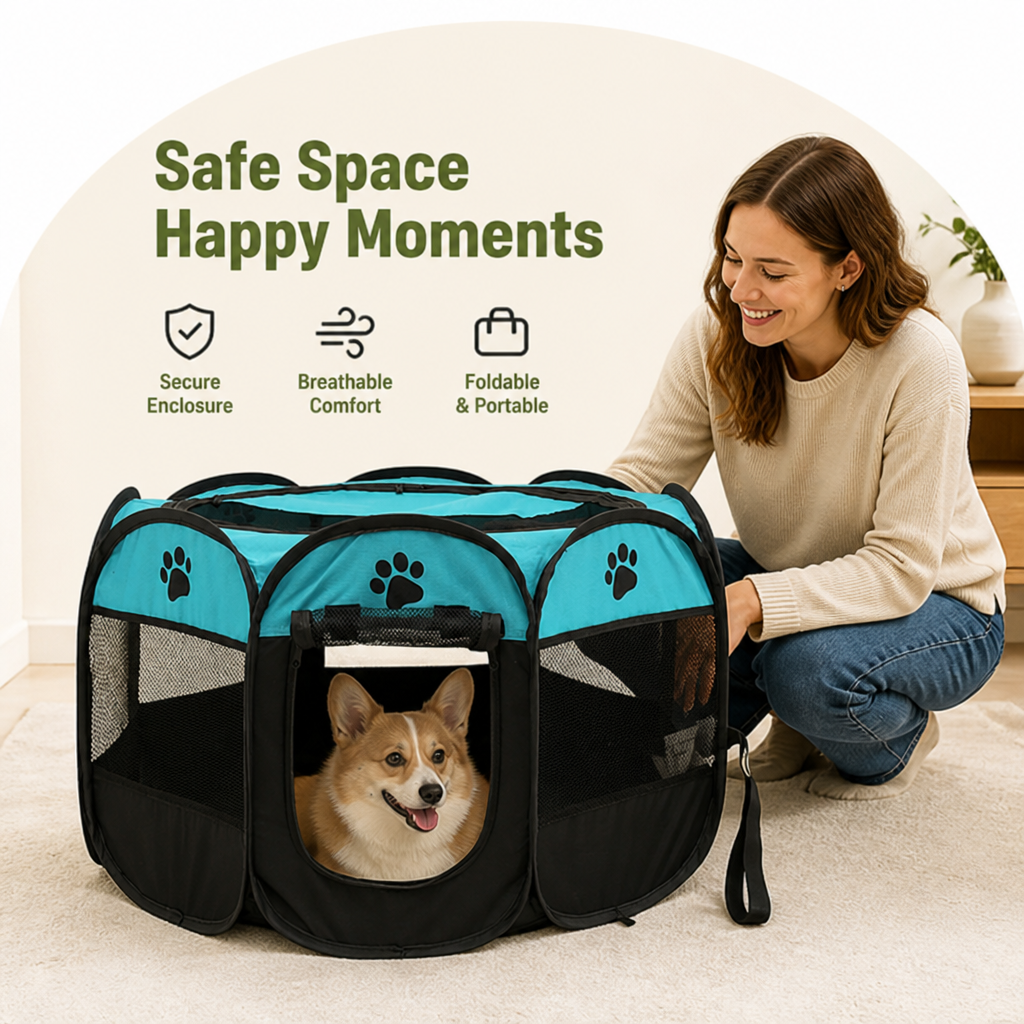 DogBedHouse Foldable Breathable Mesh Pet Play Pen (Detachable Zip Top & Bottom)