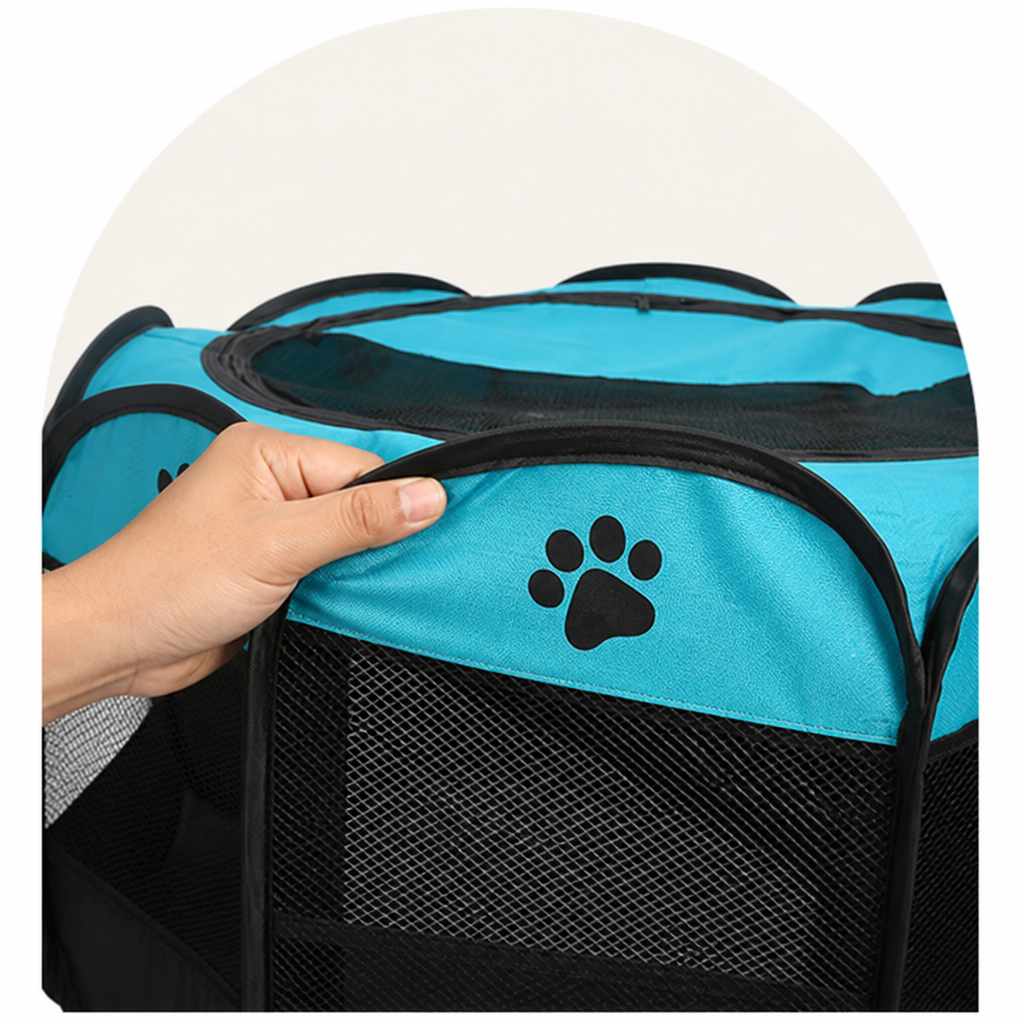 DogBedHouse Foldable Breathable Mesh Pet Play Pen (Detachable Zip Top & Bottom)