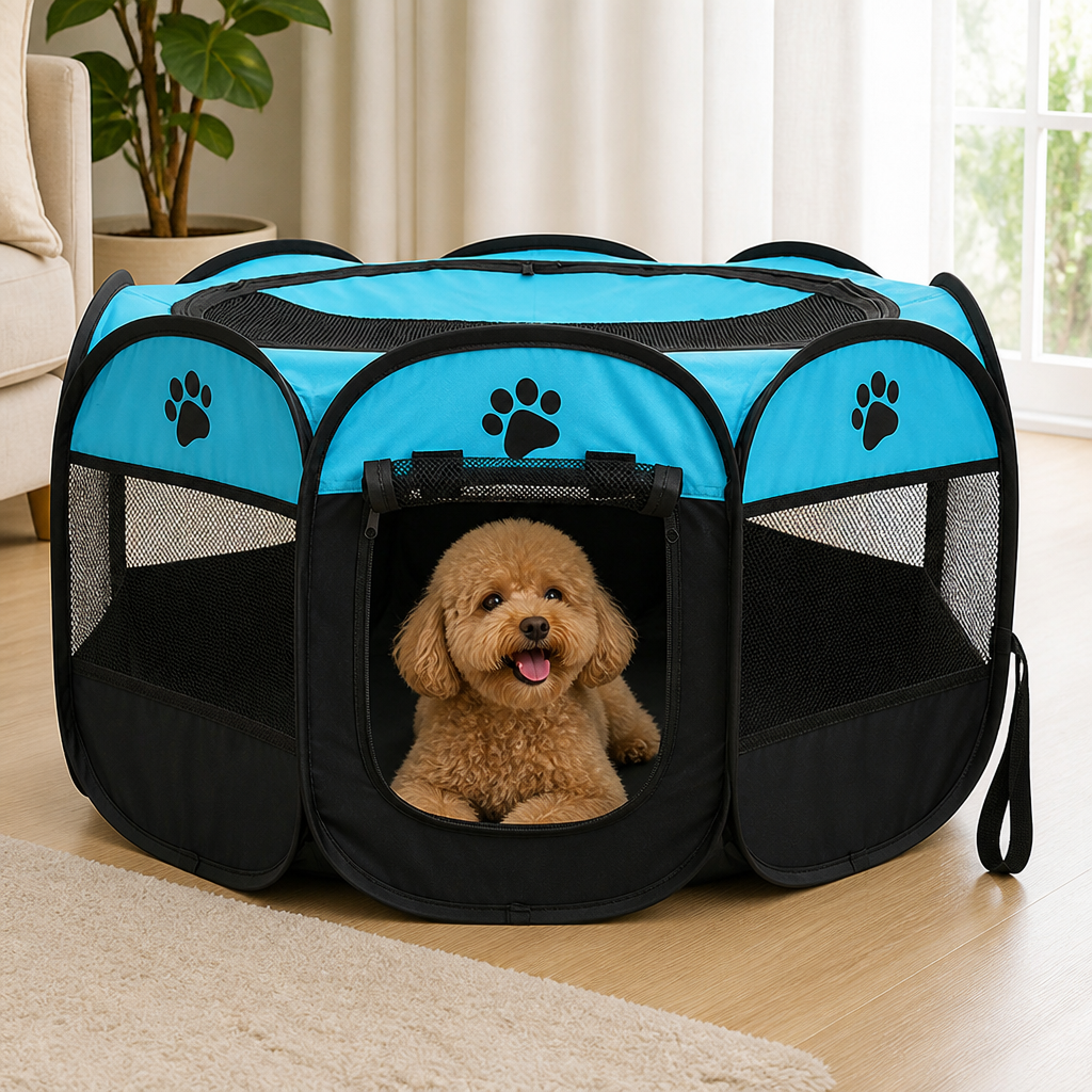 DogBedHouse Foldable Breathable Mesh Pet Play Pen (Detachable Zip Top & Bottom)