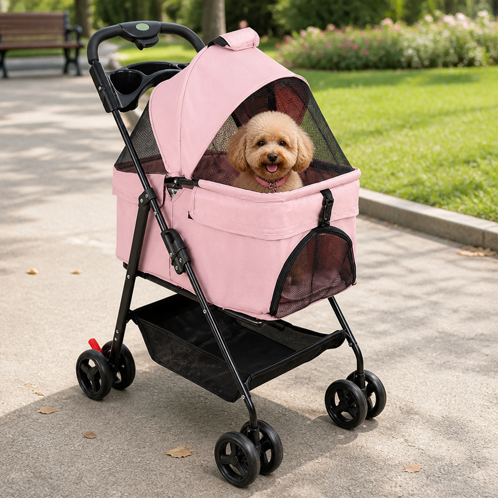 DogBedHouse Foldable & Detachable Pet Stroller (One-Touch Fold)