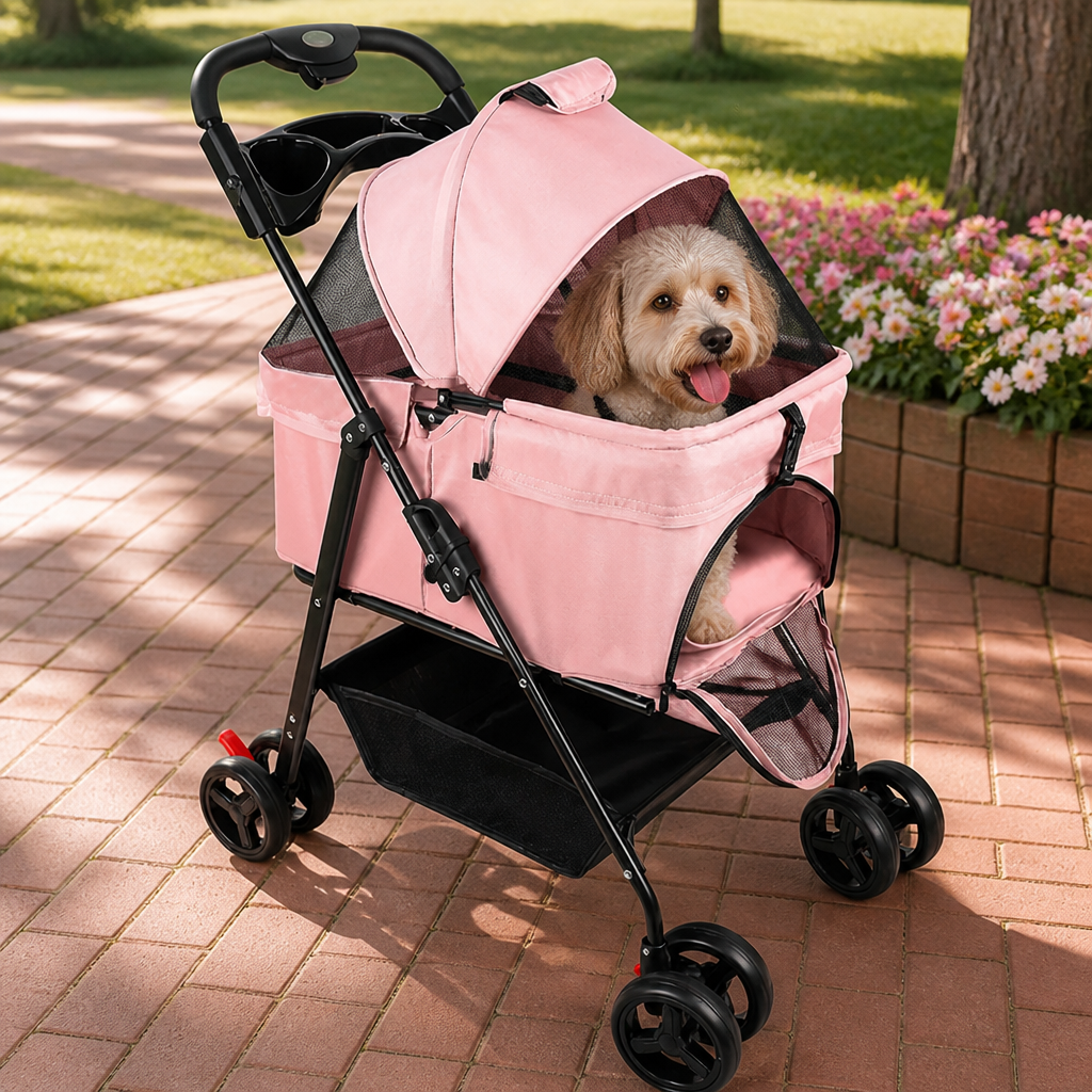 DogBedHouse Foldable & Detachable Pet Stroller (One-Touch Fold)