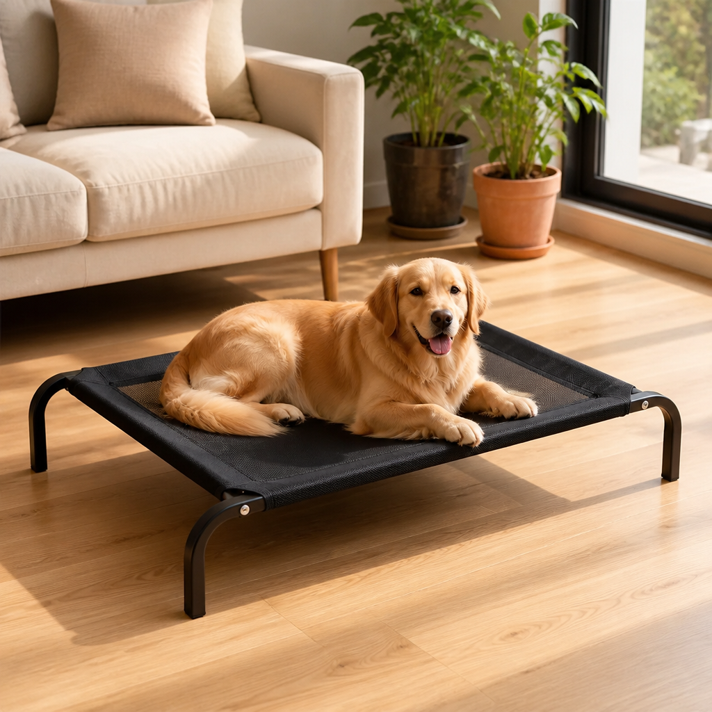 DogBedHouse Foldable Elevated Breathable Mesh Dog Bed (Detachable Canopy)