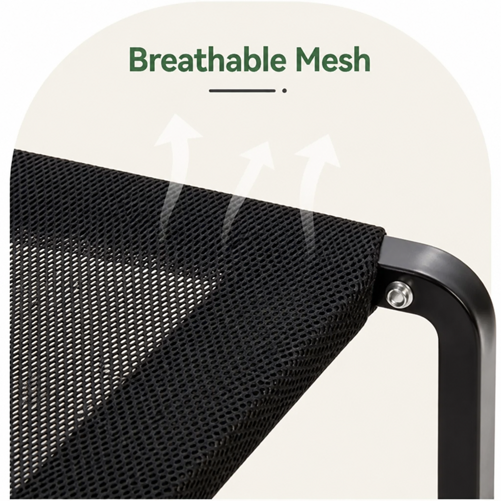 DogBedHouse Foldable Elevated Breathable Mesh Dog Bed (Detachable Canopy)