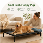DogBedHouse Foldable Elevated Breathable Mesh Dog Bed (Detachable Canopy)