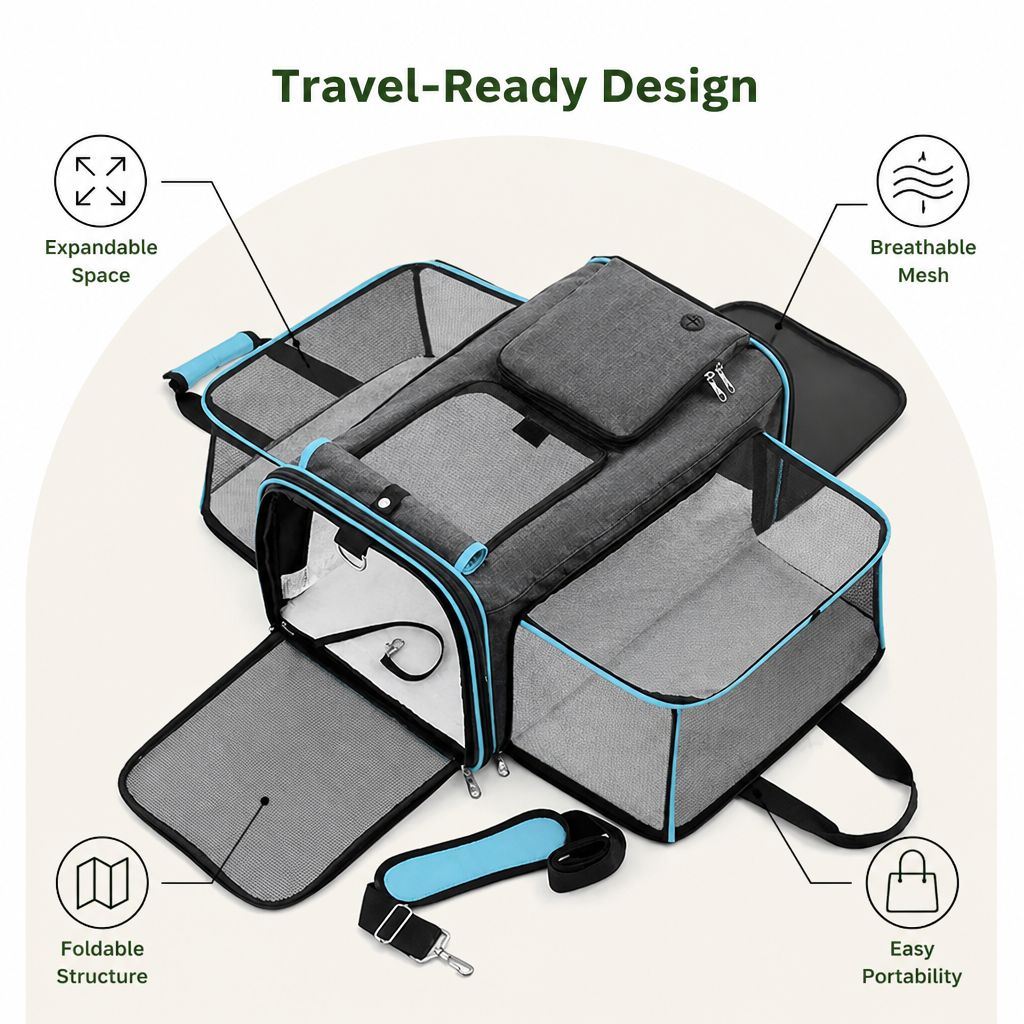 DogBedHouse Foldable & Expandable Breathable Mesh Pet Carrier