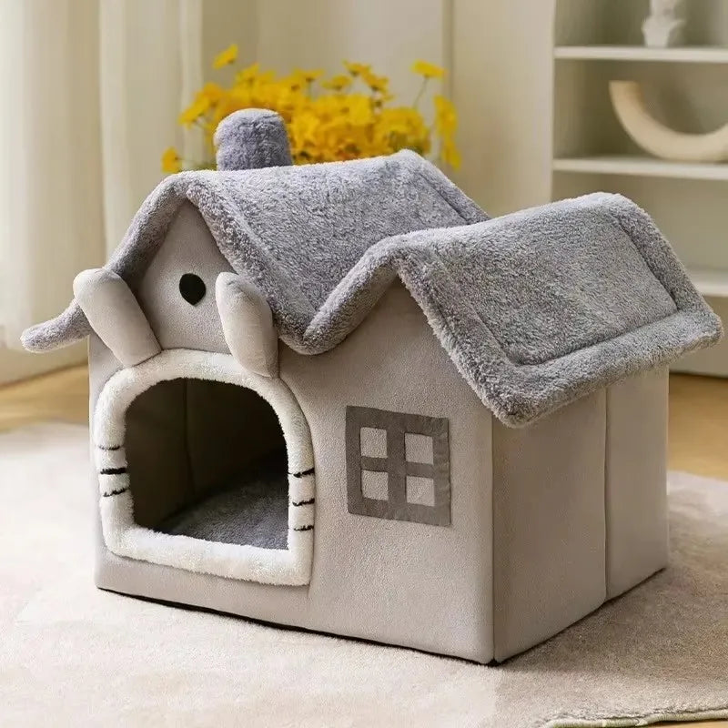 DogBedHouse Foldable Fleece-Lined Rebound Foam Pet House