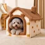 DogBedHouse Foldable Fleece-Lined Rebound Foam Pet House