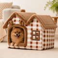 DogBedHouse Foldable Fleece-Lined Rebound Foam Pet House