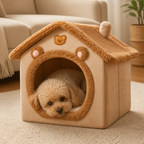 DogBedHouse Foldable Fleece-Lined Rebound Foam Pet House
