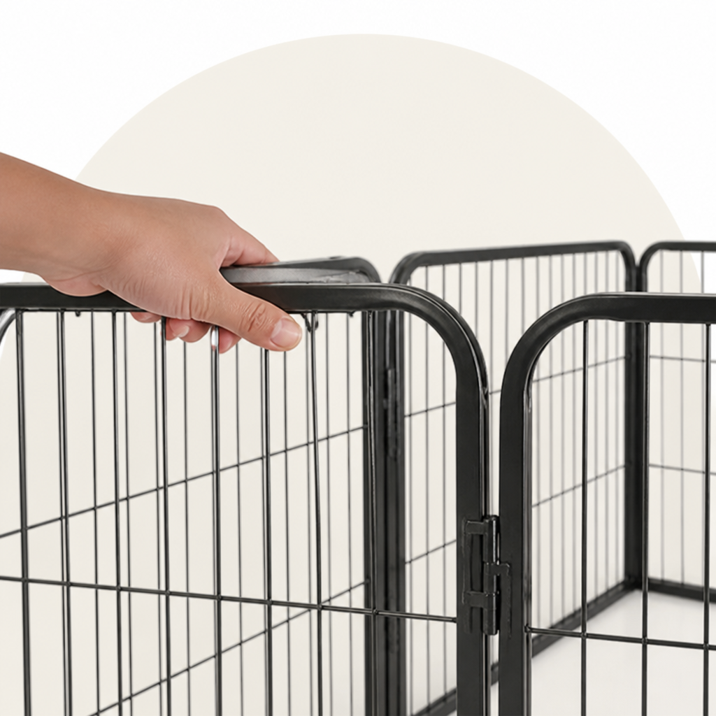 DogBedHouse Foldable Heavy-Duty Wood & Steel Pet Playpen