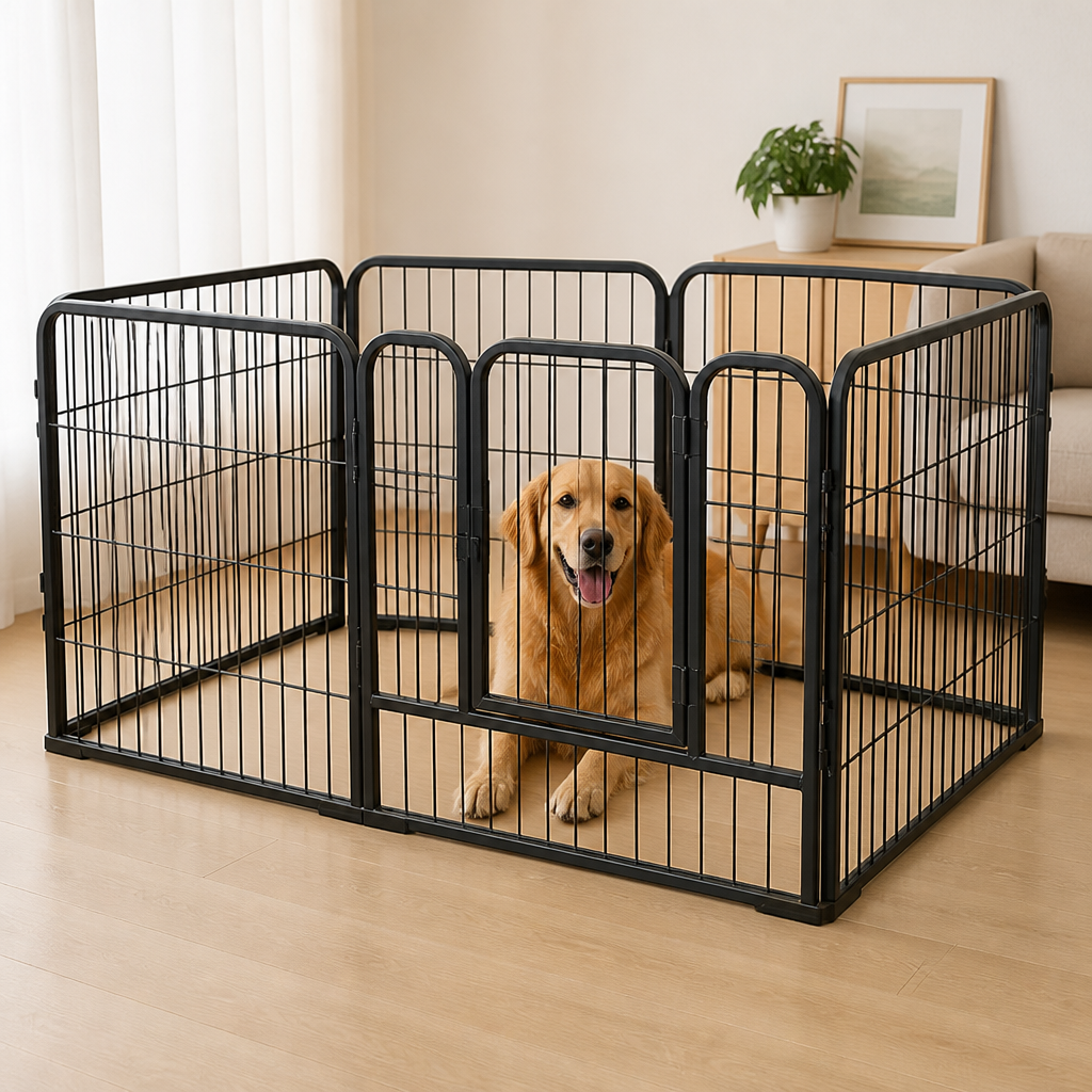 DogBedHouse Foldable Heavy-Duty Wood & Steel Pet Playpen