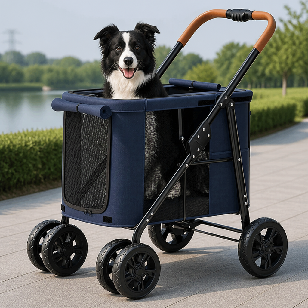 DogBedHouse Foldable Large-Capacity All-Terrain Wheels Dog Stroller