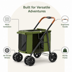 DogBedHouse Foldable Large-Capacity All-Terrain Wheels Dog Stroller