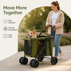 DogBedHouse Foldable Large-Capacity All-Terrain Wheels Dog Stroller