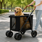 DogBedHouse Foldable Large-Capacity All-Terrain Wheels Dog Stroller