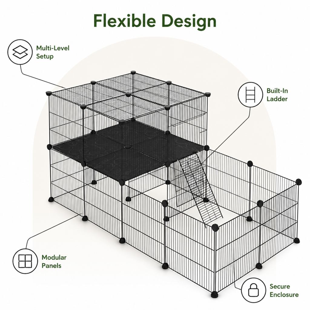 DogBedHouse Foldable & Modular Pet Playpen (With Door & Ladder)