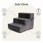 DogBedHouse Foldable Non-Slip Faux Fleece Pet Stairs (3-Step Removable Cover)