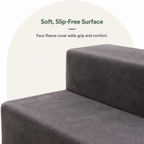 DogBedHouse Foldable Non-Slip Faux Fleece Pet Stairs (3-Step Removable Cover)