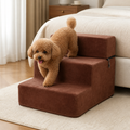 DogBedHouse Foldable Non-Slip Faux Fleece Pet Stairs (3-Step Removable Cover)
