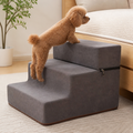 DogBedHouse Foldable Non-Slip Faux Fleece Pet Stairs (3-Step Removable Cover)